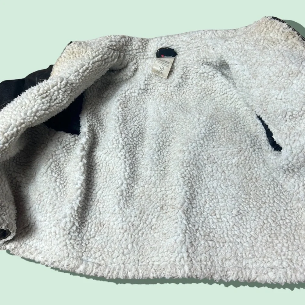 Toddler Harley Davidson Motorcycle Faux Leather Sherpa Lined Zip Up Jacket Sz 2T - Picture 8 of 11